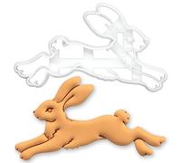 BAKERLOGY Leaping Hare Cookie Cutter - Running Rabbit Fondant & Biscuit Cutter for Easter, Spring Baking, Moon Festival, Tsukimi & Storybook Woodland Cookies