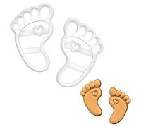 BAKERLOGY Love in Every Step Footprints Cookie Cutter - Detailed Biscuit Cutter Design for Baking and Crafts, Ideal on Fondant, Dough, Clay