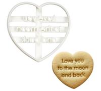 BAKERLOGY Love You to The Moon and Back in Sans Serif Cookie Cutter - Detailed Biscuit Cutter Design for Baking and Crafts, Ideal on Fondant, Dough, Clay