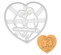 BAKERLOGY Lovebirds in Heart Cookie Cutter - Detailed Biscuit Cutter Design for Baking and Crafts, Ideal on Fondant, Dough, Clay