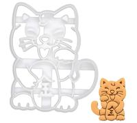 BAKERLOGY Lucky Cat Cookie Cutter - Detailed Biscuit Cutter Design for Baking and Crafts, Ideal on Fondant, Dough, Clay