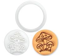 BAKERLOGY Magical Mushroom Mini Cookie Cutter and Stamp Set - Toadstool Biscuit Cutter Fondant Embosser for Woodland Theme Baking, Fairy Garden Cupcake Toppers, Whimsical Forest