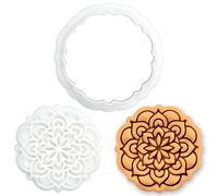 BAKERLOGY Mandala Mini Cookie Cutter & Stamp (Style 1) - Sacred Geometry Biscuit Cutter for Cookies, Fondant & Crafts
