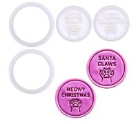 BAKERLOGY Meowgical Holiday - Mini Cat Christmas Cookie Cutter and Stamp Set (2") - Santa Claws & Meowy Christmas Designs for Festive Baking, Pet Lovers and Holiday Crafts