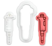 BAKERLOGY Micropipette Mini Cookie Cutter and Stamp Set - Laboratory Fondant Embosser, Science Cupcake Topper Mold for Biology Party, Lab Technician Gift & STEM Baking