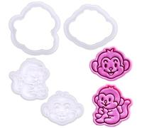 BAKERLOGY Mini Baby Monkey Cookie Cutter and Stamp Set (2") - Cute Jungle Animal Embossers for Safari-Themed Bakes, Fondant Tool for Baby Shower and Kids’ Party Treats