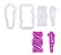 BAKERLOGY Mini Pipette and Helix Cookie Cutter and Stamp Set (2") - Micropipette and DNA Embosser for Science Cupcakes, Fondant Tool for Lab Party and Biology-Themed Bakes
