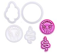 BAKERLOGY Mini Serpent and Lunar Hands Cookie Cutter and Stamp Set (2") - Slithering Snake & Magic Moon Hands Embosser for Cupcakes, Fondant Tool for Cosmic-Themed Bakes and Celestial Cakes