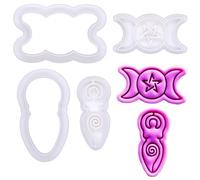 BAKERLOGY Mini Spiral Goddess and Triple Moon Cookie Cutter and Stamp Set (2") - Mysticism and Magic Embosser for Cupcake Toppers, Fondant Tool for Moon-Themed Cookies and Feminine Power Cakes