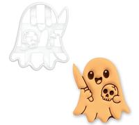 BAKERLOGY Mischievous Ghost with Skull Cookie Cutter - Halloween Baking Tool for Spooky Cookies, Haunted Party, Trick or Treat, Gothic Baking