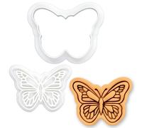 BAKERLOGY Monarch Butterfly Mini Cookie Cutter & Stamp Set - Insect Fondant Embosser for Spring Baking, Cupcake Decoration for Garden Springtime Party