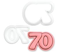BAKERLOGY Number 70 Mini Cookie Cutter & Stamp Set - Double Digit Milestone Baking Tool for 70th Birthday, Anniversary & Special Celebrations Cupcake Topper & Cake Fondant Decoration