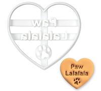 BAKERLOGY Paw Lalalala Heart Cookie Cutter - Christmas Dog Treat Biscuit Cutter with Paw Print, Festive Pet Baking Gift, Puppy Holiday Cookies, Dog Lover Baking Tool, Paw Shaped Fondant Mold