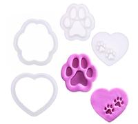 BAKERLOGY Paws of Love - Mini Paw Print Cookie Cutter and Stamp Set (2") - Heart with Tiny Prints & Realistic Paw for Pet Treats, Dog Lovers, Baking and Edible Crafts