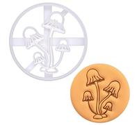BAKERLOGY Pixie Cap Mushrooms Cookie Cutter - Whimsical Woodland Embosser for Fantasy Baking, Fairy Tale Fondant Tool for Cottagecore and Nature-Inspired Treats