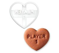 BAKERLOGY Player 1" Conversation Heart Cookie - Gamer Valentine Baking Tool, Heart-Shaped Sugar Cookie & Fondant Design