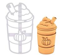 BAKERLOGY Pumpkin Spice Cinnamon Latte Cookie Cutter - Bake Autumn Fall Treats - Detailed Biscuit Cutter Design for Baking and Crafts, Ideal on Fondant, Dough, Clay