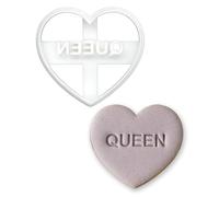BAKERLOGY “Queen” Conversation Heart Cookie Cutter - Fun Friendship Baking Tool for Best Friends, Fondant & Cute Treats