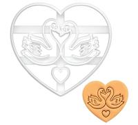 BAKERLOGY Romantic Swans in a Heart Cookie Cutter - Detailed Biscuit Cutter Design for Baking and Crafts, Ideal on Fondant, Dough, Clay
