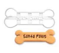 BAKERLOGY Santa Paws Bone Cookie Cutter - Dog Bone Biscuit Cutter with Santa Paws Text for Christmas Dog Treats and Festive Holiday Baking