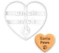 BAKERLOGY Santa Paws Heart Cookie Cutter - Christmas Dog Treat Biscuit Cutter with Paw Print, Festive Pet Baking Gift, Puppy Holiday Cookies, Dog Lover Baking Tool, Paw Shaped Fondant Mold
