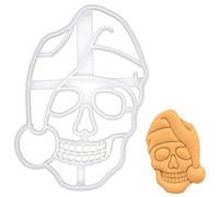 BAKERLOGY Santa Skull Cookie Cutter - Detailed Biscuit Cutter Design for Baking and Crafts, Ideal on Fondant, Dough, Clay