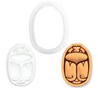 BAKERLOGY Scarab Mini Cookie Cutter & Stamp Set - Ancient Egyptian Beetle Fondant Embosser for Cookies, Cupcake Toppers, Pharaoh Party, Egyptology, Archaeology, History Class & Gothic Baking
