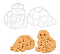 BAKERLOGY Set of 2 Baby Tortoise Cookie Cutters - Detailed Biscuit Cutter Design for Baking and Crafts, Ideal on Fondant, Dough, Clay