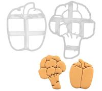 BAKERLOGY Set of 2 Broccoli and Bell Pepper Cookie Cutters - Detailed Biscuit Cutter Design for Baking and Crafts, Ideal on Fondant, Dough, Clay