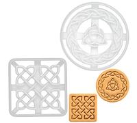 BAKERLOGY Set of 2 Celtic Knot Cookie Cutters - Detailed Biscuit Cutter Design for Baking and Crafts, Ideal on Fondant, Dough, Clay
