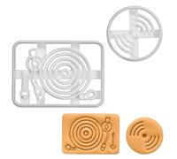 BAKERLOGY Set of 2 Cookie Cutters (Designs: Vinyl Player & Vinyl Disc) - Detailed Biscuit Cutter Design for Baking and Crafts, Ideal on Fondant, Dough, Clay
