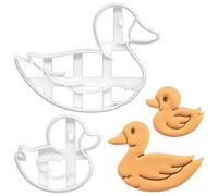 BAKERLOGY Set of 2 Ducks Cookie Cutters (Baby Duck and Mother Duck) - Detailed Biscuit Cutter Design for Baking and Crafts, Ideal on Fondant, Dough, Clay