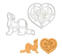 BAKERLOGY Set of 2 Ferret Cookie Cutters (Designs: Body & Love) - Detailed Biscuit Cutter Design for Baking and Crafts, Ideal on Fondant, Dough, Clay