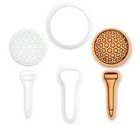 BAKERLOGY Set of 2 Golf Ball & Tee Mini Cookie Cutter & Stamp Sets - Golf Party Fondant Embossers for Cookies, Cupcake Toppers, Golfer Birthday, Father’s Day, Retirement & Tournament Baking