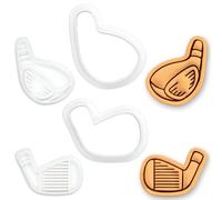 BAKERLOGY Set of 2 Golf Driver & Iron Mini Cookie Cutter & Stamp Sets - Golf Club Fondant Embossers for Cookies, Cupcake Toppers, Golfer Birthday, Father’s Day, Retirement & Tournament Baking
