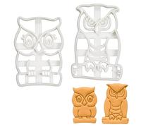 BAKERLOGY Set of 2 Great Horned Owl and Cute Owl Cookie Cutters - Detailed Biscuit Cutter Design for Baking and Crafts, Ideal on Fondant, Dough, Clay