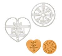 BAKERLOGY Set of 2 Icelandic Magical Stave Cookie Cutters (Designs: Love Charm Astarstafur & Runic Compass Vegvisir)