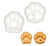 BAKERLOGY Set of 2 Kitty Paw Cookie Cutters (Designs: Cute and Realistic) - Detailed Biscuit Cutter Design for Baking and Crafts, Ideal on Fondant, Dough, Clay