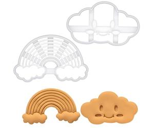 BAKERLOGY Set of 2 Rainbow Cookie Cutters (Designs: Smiling Cloud and Rainbow) - Detailed Biscuit Cutter Design for Baking and Crafts, Ideal on Fondant, Dough, Clay