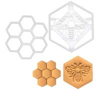 BAKERLOGY Set of 2 Realistic Honey Bee Cookie Cutters (Designs: Honeycomb and Realistic Bee) - Detailed Biscuit Cutter Design for Baking and Crafts, Ideal on Fondant, Dough, Clay