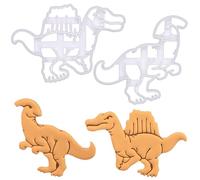 BAKERLOGY Set of 2 Spinosaurus and Parasaurolophus Cookie Cutters - Bake Dinosaur Biscuits for Kids, Fun Jurassic Party Treats, Prehistoric Animal Shape, Ideal for Baking, Fondant, Craft