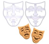 Bakerlogy Set of 2 Theatre Mask Cookie Cutters (Designs: Comedy Mask and Tragedy Mask)