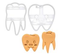 BAKERLOGY Set of 2 Tooth Cookie Cutters (Designs: Realistic Tooth and Cute Tooth) - Detailed Biscuit Cutter Design for Baking and Crafts, Ideal on Fondant, Dough, Clay