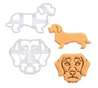 BAKERLOGY Set of 2 Wire Haired Dachshund Cookie Cutters - Bake Sausage Dog Biscuit Treats, Wiener Shape, Dackel, Ideal for Baking, Fondant, Craft