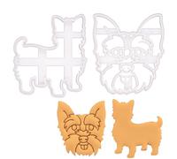 BAKERLOGY Set of 2 Yorkshire Terrier Cookie Cutters (Face & Silhouette) - Detailed Biscuit Cutter Design for Baking and Crafts, Ideal on Fondant, Dough, Clay