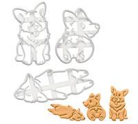 BAKERLOGY Set of 3 Corgi Cookie Cutters (Designs: Corgi Butt, Happy Corgi and Sleepy Corgi) - Detailed Biscuit Cutter Design for Baking and Crafts, Ideal on Fondant, Dough, Clay