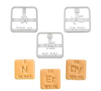 BAKERLOGY Set of 3 Periodic Table Elements Cookie Cutters: N, Er, Dy - Detailed Biscuit Cutter Design for Baking and Crafts, Ideal on Fondant, Dough, Clay