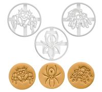 BAKERLOGY Set of 3 Spider Cookie Cutters (Designs: Black Widow, Jumping Spider, & Tarantula) - Detailed Biscuit Cutter Design for Baking and Crafts, Ideal on Fondant, Dough, Clay