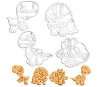 BAKERLOGY Set of 4 Baby Dinosaur Cookie Cutters (Designs: Tyrannosaurus Rex, Stegosaurus, Triceratops, and Brachiosaurus)