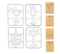 BAKERLOGY Set of 4 Cocktail Cookie Cutters (Margarita, Bellini, Martini, Old Fashioned), 4 Piece - Detailed Biscuit Cutter Design for Baking and Crafts, Ideal on Fondant, Dough, Clay